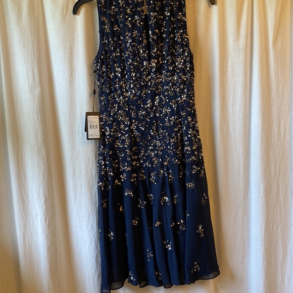 NWT Adrianna Papell navy beaded dress size 4 - Picture 2 of 9